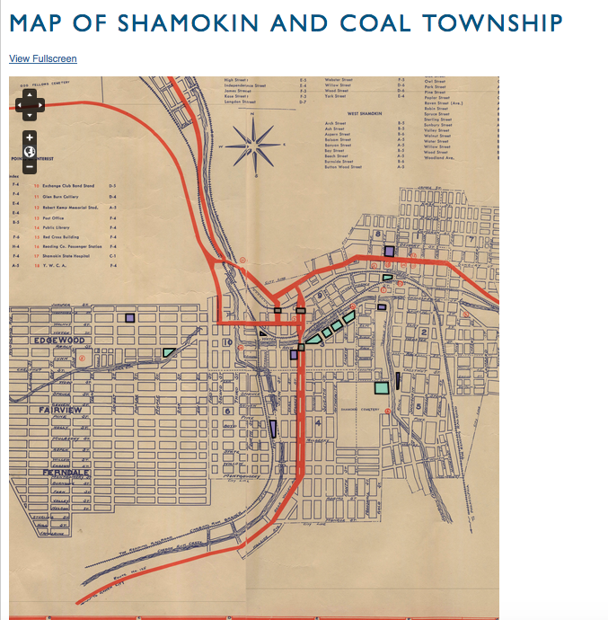 Interactive Map of Memorials in Shamokin, Pa